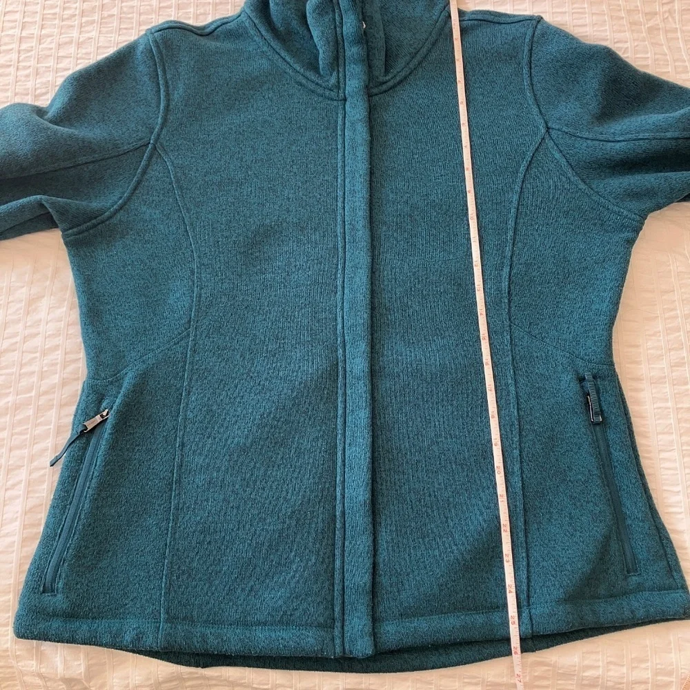 Lands End Sweater Fleece Jacket - Dark Teal Heather